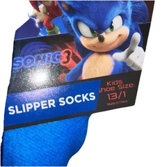 Sonic 3 The Hedgehog And Shadow Slipper Socks Sz Youth 13/1 Black & Blue~New