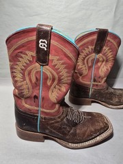 Anderson Bean Kids Boot Red Blue Orange Multi Color Pattern Leather Boots Size 2