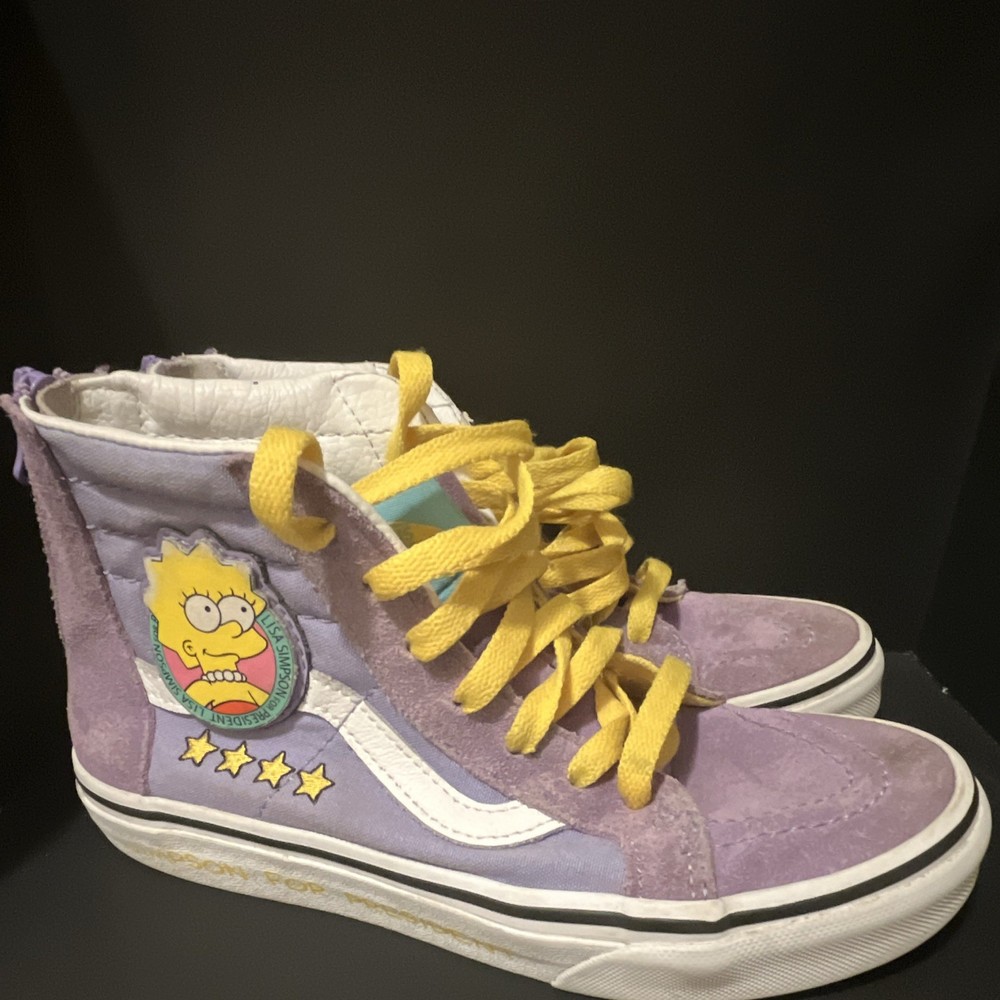 VANS x The Simpsons Sk8-Hi Lisa Simpson Kids US 3 Purple/Yellow High Top