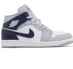 Nike Air Jordan 1 Mid Wolf Grey Midnight Navy Boys 5.5Y