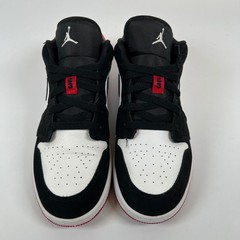 Jordan 1 Low Black Toe 2019 GS White Black Gym Red 553560-116 Kids Size 6Y