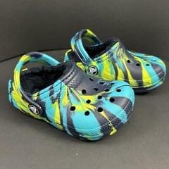 CROCS Classic Lined Clog – Blue Marble Multicolor – Various Little Kids Sizes