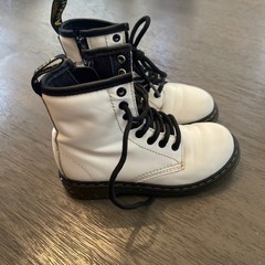 Dr. Martens Delaney White Leather Lace Up Zip Boots Kids US 11 Youth