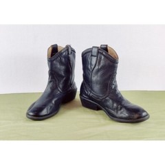 Frye Black Leather Bootie Carson Shortie Kids 13E Unisex Pull On Loops Western