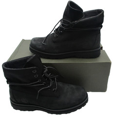 Timberland Courma Kid Roll Top Boots Youth Size 4 Black Nubuck Outdoor