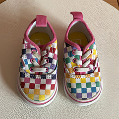 VANS Baby size 4 Multicolor Checkerboard Canvas Low Top Lace-Up Sneakers