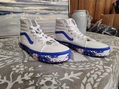 Vans Sk8 Hi True White Paint Splatter Juniors Kids Size 6 Sneaker