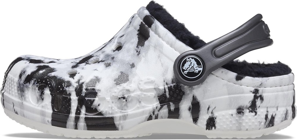 Crocs Kids‘ Baya Printed Lined Clogs – White/Grey