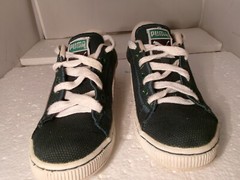 Vintage 1995 Puma Basket Classic Dark Green Canvas Unisex junior Sz 5 Boys Girls