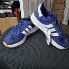 Adidas Run 70s 2.0 J (Junior/Kids) Size 6.5, blue and white with a gum sole. $30