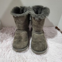 UGG Australia Bailey Bow II Gray Sheepskin Winter Boots Kids Youth S 1 See Pics