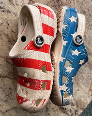 Crocs Youth Kids Clog Shoe Classic American Flag Red White Blue Stars 13 13C
