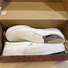 Vans Classic Slip On True White Canvas Shoes VN000ZBUENS Kids Size 2.5 New