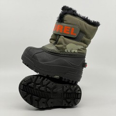 SOREL Snow Commander Toddler Boot Olive green & orange Size 6 w/ Box