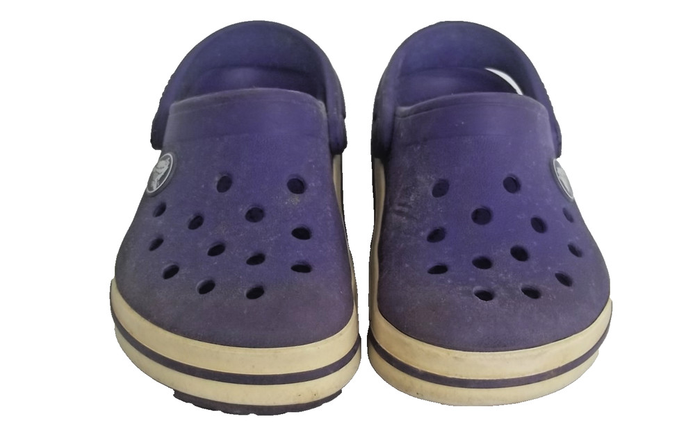 Toddle Kids Crocs Comfort Iconic slipons C9 Purple & White
