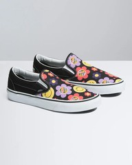 VANS Classic Slip-on Black (Radically Happy) Girls Youth Sneakers Shoes Canvas