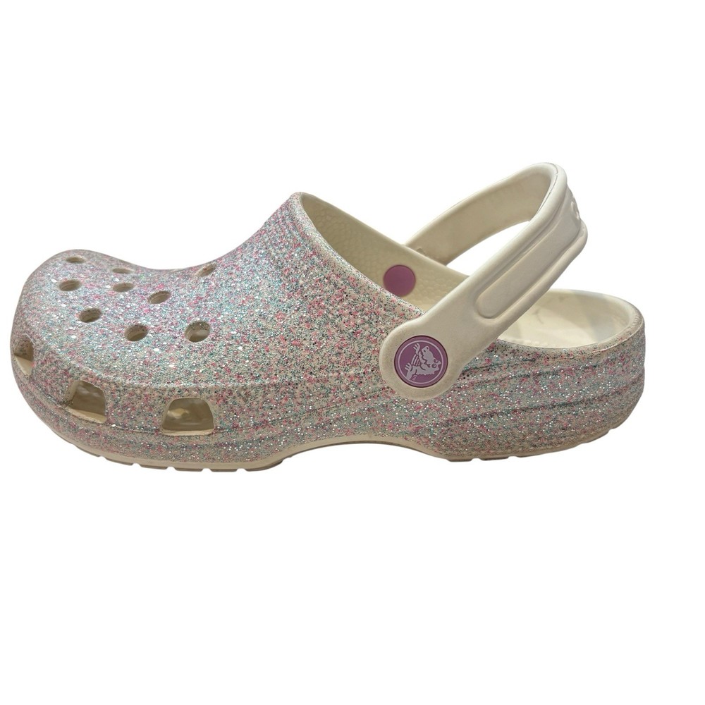 Crocs J3 Clogs Slip On Sandals Girls Summer Glitter Shoes Kids Size 3