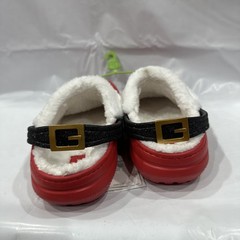 Crocs Classic Clogs Kids 4 Varsity Red Santa Fuzzy Lined Comfort Shoes EBS2784