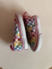 VANS Baby size 4 Multicolor Checkerboard Canvas Low Top Lace-Up Sneakers