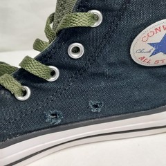 Converse All Star Dinoverse High Tops Junior Size 4 Black with Olive Green Laces
