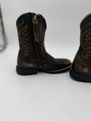 Ariat Kid Youth Size 9 Leather Western Boots Brown With Red/Orange Accent