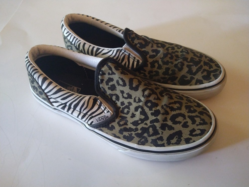 Vans Shoes Juniors Teens Size 4.5 Slip On Animal Print Leopard Zebra Skate Bmx
