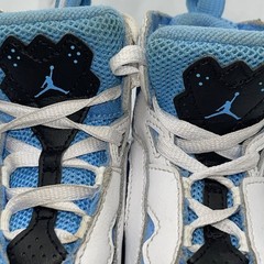 Jordan True Flight 343796 140 White/University Blue-Black Little Kid’s Size 8C