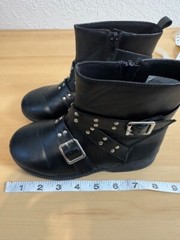 Fabkids Studded Strap Moto Boots Black Size 13