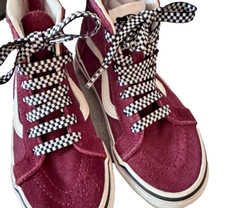 VANS High Top Shoes Maroon Suede/ Canvas Lace Up & Zip Back Kids Size 12.5