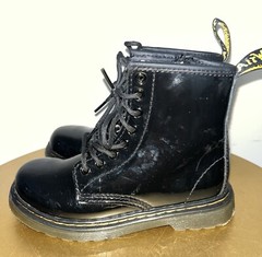 Dr. Martens Docs Kids Patent Leather Combat Boots 1460J Black Size 11