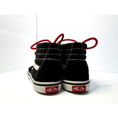 Vans Sk8-Hi Black and White Red Laces Canvas Leather High Tops Children’s Size7C