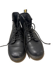 Dr Doc Martens 1460 J Black Leather Combat Boots Zip Kids Youth Size 3 US