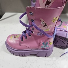 SpongeBob SquarePants Patrick Star Kids Pink Purple Lace-Up Zip Boots Size 6
