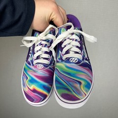 Heelys Kids Roller Shoes Sneakers Purple Swirl Print Lace Up Wheels Size Youth 6