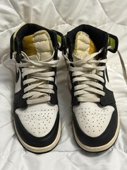 Nike Air Jordan 1 Mid Black White Yellow Volt GS 6.5Y Youth Sneakers Women’s 8
