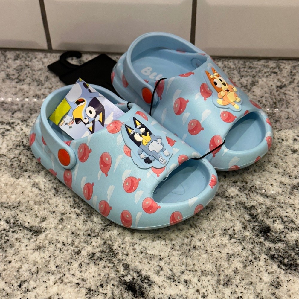 Kids Bluey Bingo Light Blue Slides Sandals Toddler Size 7/8 lightweight slip on