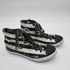 Converse All*Star Junior 6 American Flag Hi-top Stars Stripe Black White Chucks