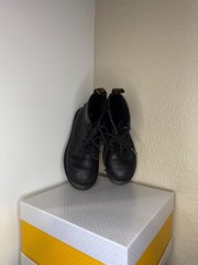 Dr. Martens 1460 Junior Black Leather Boots Youth US 13 UK 12 Side Zip Lace