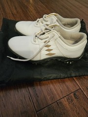 FootJoy Junior FJ 45065 White /Taupe Argyle Leather Golf Shoes U.S.Size 3M
