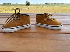 TODDLER Vans Skate Half Cab Brown Yellow Leather Toddler Size 4