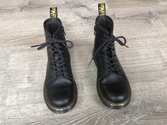 Doc Martens Zavala J Leather Combat Boots Black Kids Size 3 Youth Boot Dr.