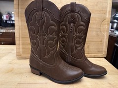 Cowboy Boots Cat & Jack Big Kids Size 2 Brown Faux Leather Cowboy Western Boots