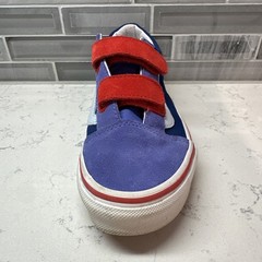 Vans Old Skool Kids Suede Blue & Red Sneakers Skateboard V 2 Straps~Size 2~EUC!