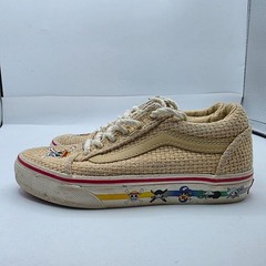 Vans x One Piece Old Skool Kids Size 13 Beige Woven Straw Skull Sample Shoes