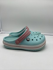 Crocs Crocband II Clog Junior Size 1 Cotton Candy Blue Pink Slip On 11990