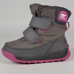 SOREL Whitney II Strap Boot WP Winter Boots Little Girl Size 6 T Gray Pink