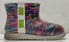UGG Classic Clear Mini Rainbow Stripes Waterproof Boots Kids Size 4