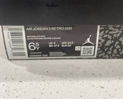 Jordan 3 Retro Hide N‘ Sneak Size 6.5y /8W Black Elephant DX6665-100