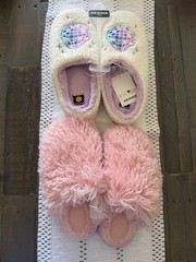 Joe Boxer and Art Class Slipper Bundle Disco Ball Fuzzy Pink House Shoes Size L