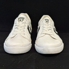 CONVERSE Junior El Distrito 2.0 Leather Sneaker In White/White/Black sz 2 *CLEAN